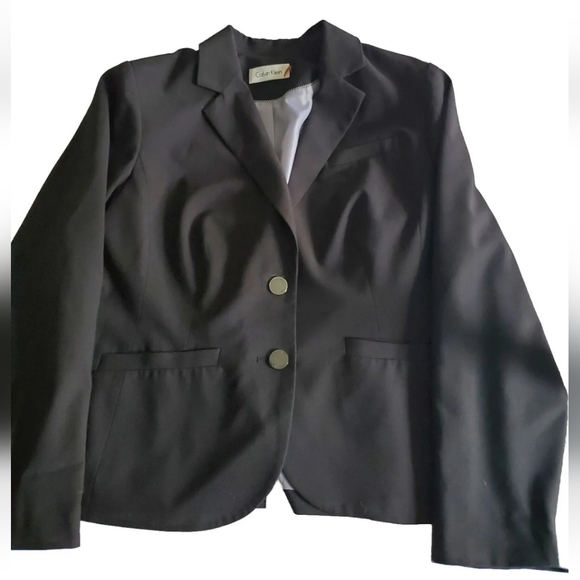 Calvin Klein Women's Black 2 Button Lux Blazer Lined Size 14W - Picture 3 of 12